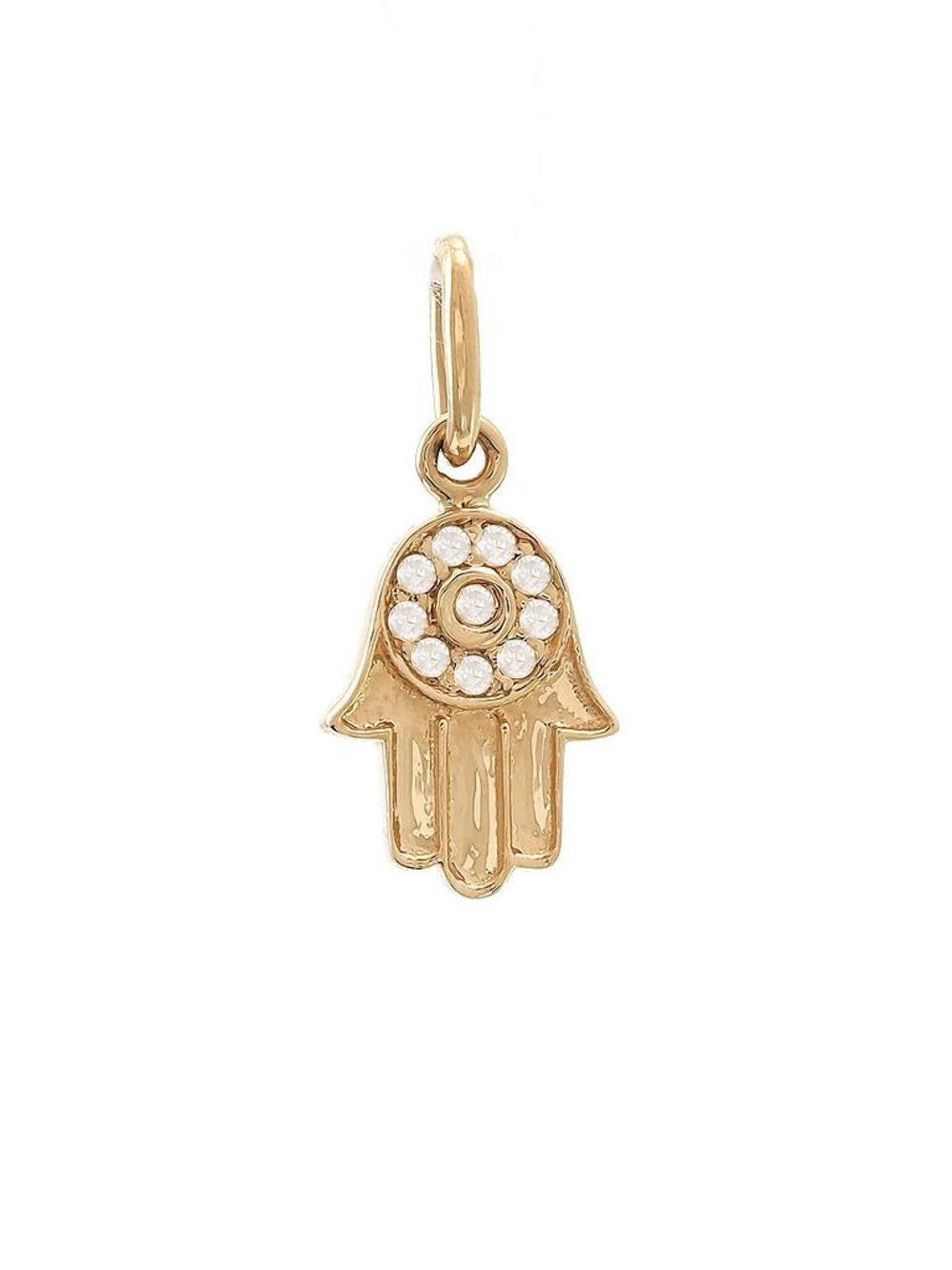 14K Real Solid Yellow Gold Hand Natural Diamond Pendant 0.03ctw 6x14mm